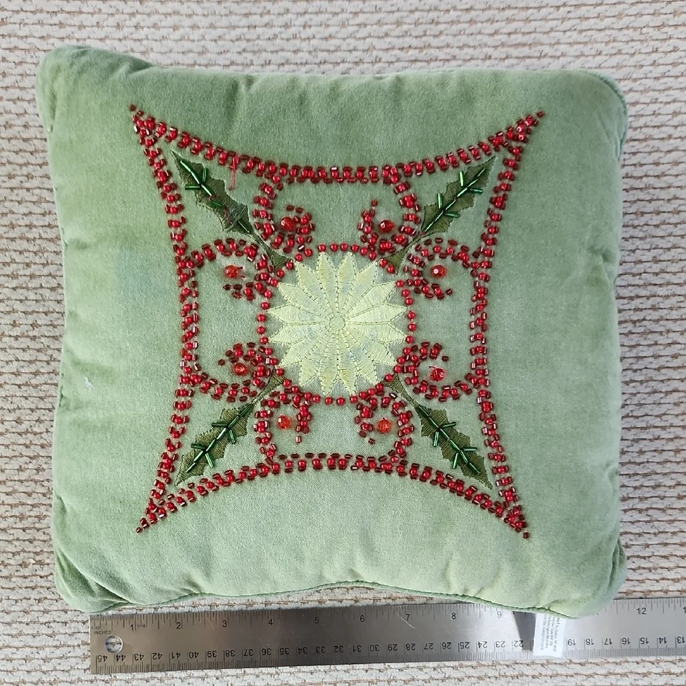 Light Green Decorative Holiday Pillow, 11x11
